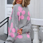 Flower Open Front Long Sleeve Cardigan - DAVERRI FASHIONS