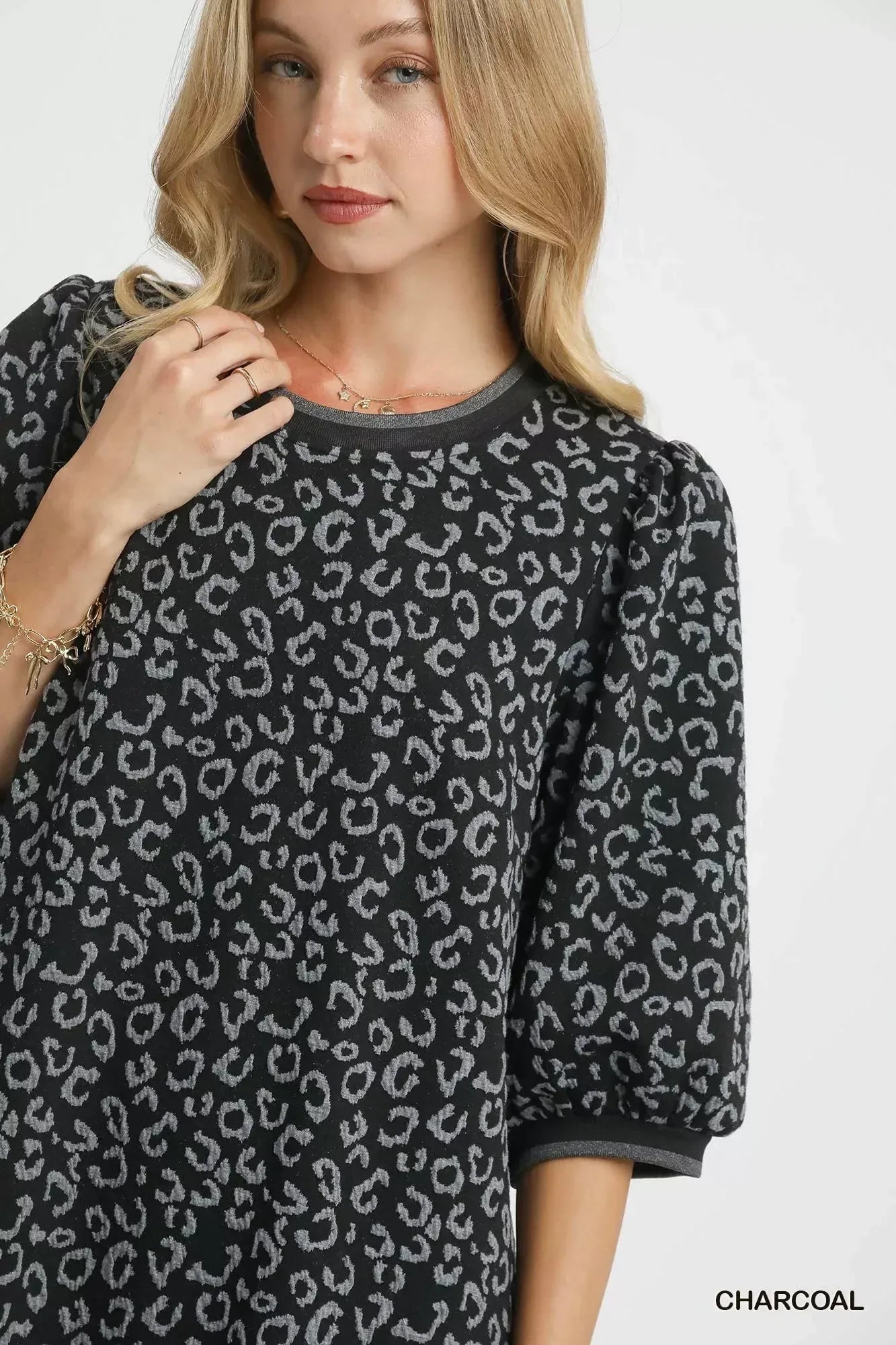 Umgee Leopard Print Jacquard Mini Dress - DAVERRI FASHIONS