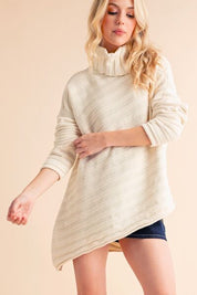 Aemi + Co Asymmetrical Side Slit Turtleneck Sweater Sweaters