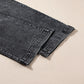 High-waisted wide leg dark gray denim jeans with faded wash and white stitching