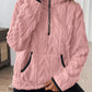Pink fuzzy knit Daverri Fashions full size fleece half zip sweatshirt