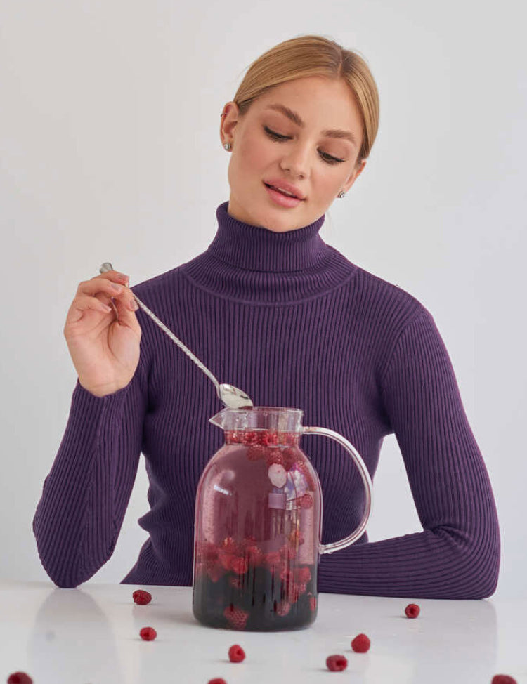 Dark Purple Free Size Women's Knit Turtleneck Pullover | Sweaters Daverri Fashions