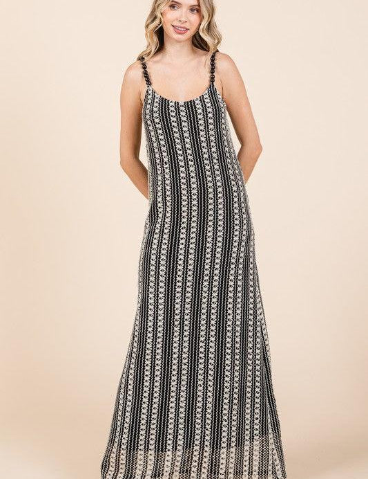 GeeGee Plus Size Striped Scoop Neck Beaded Strap Maxi Cami Dress | Cami Dresses Daverri Fashions