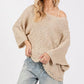 SAGE + FIG Distressed Asymmetrical Open Stitch Sweater - DAVERRI FASHIONS