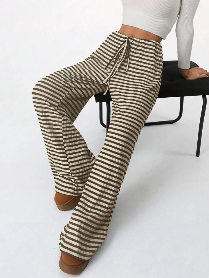 Striped Wide Leg Drawstring Pants | Loungewear Pants Daverri Fashions