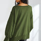 Slit Round Neck Dropped Shoulder Sweatshirt - DAVERRI FASHIONS