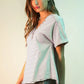 VERY J Striped V-Neck Short Sleeve T-Shirt T-Shirts