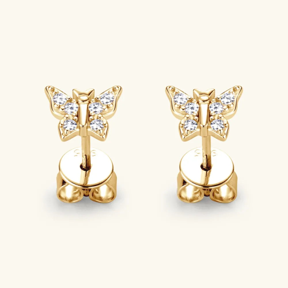 Moissanite 925 Sterling Silver Butterfly Stud Earrings | Sterling Silver Earrings Daverri Fashions