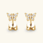 Moissanite 925 Sterling Silver Butterfly Stud Earrings | Sterling Silver Earrings Daverri Fashions
