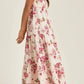 Floral tiered maxi dress with mixed print in cream and pink flowers