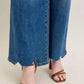 Judy Blue Full Size High Waist Tummy Control Chew Hem Destroy Wide Jeans Plus Size - DAVERRI FASHIONS