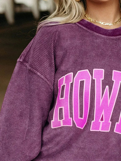 Full Size Howdy Round Neck Oversized Sweatshirt Plus Size - DAVERRI FASHIONS