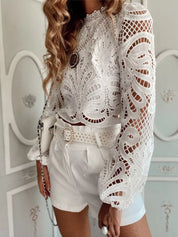Lace Crochet Long Sleeve Blouse | Blouses Daverri Fashions