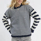 Umgee Ruffle Neck Stripe Sweater - DAVERRI FASHIONS