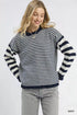 Umgee Ruffle Neck Stripe Sweater - DAVERRI FASHIONS