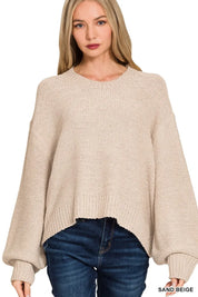 SAND BEIGE Zenana Oversized Baloon Sleeve Sweater | Sweaters Daverri Fashions