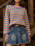 Rainbow Striped Pullover Sweater - DAVERRI FASHIONS