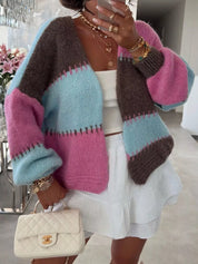 Color Block Open Front Cardigan | Cardigans Daverri Fashions