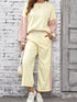 Color Block Round Neck Top and Pants Set - DAVERRI FASHIONS
