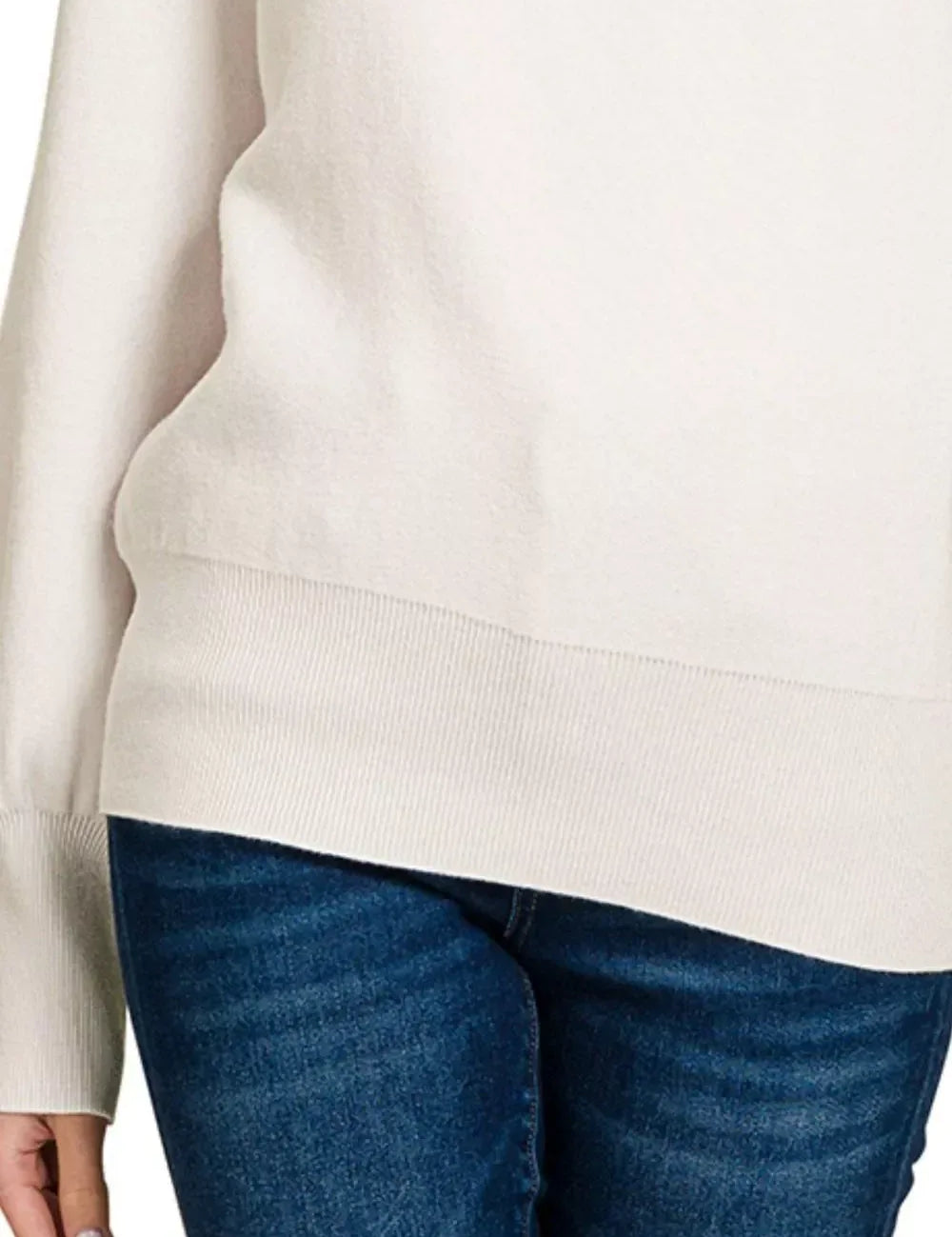 Zenana Viscose Mock Neck Exposed Seam Sweater - DAVERRI FASHIONS