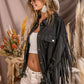 BiBi Suede Fringe Long Sleeve Jacket - DAVERRI FASHIONS