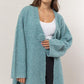 HYFVE Front Rosette Longline Slit Sweater Cardigan Ocean Blue Cardigans
