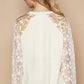 POL Flower Patch Lace Sleeve Knit Top - DAVERRI FASHIONS