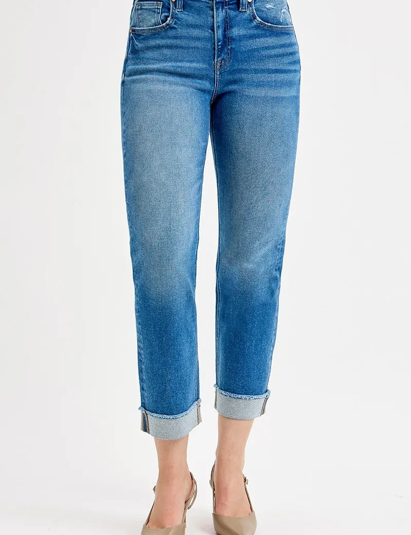 RISEN Full Size High Rise Boyfriend Fit Ankle Jeans | Jeans Daverri Fashions