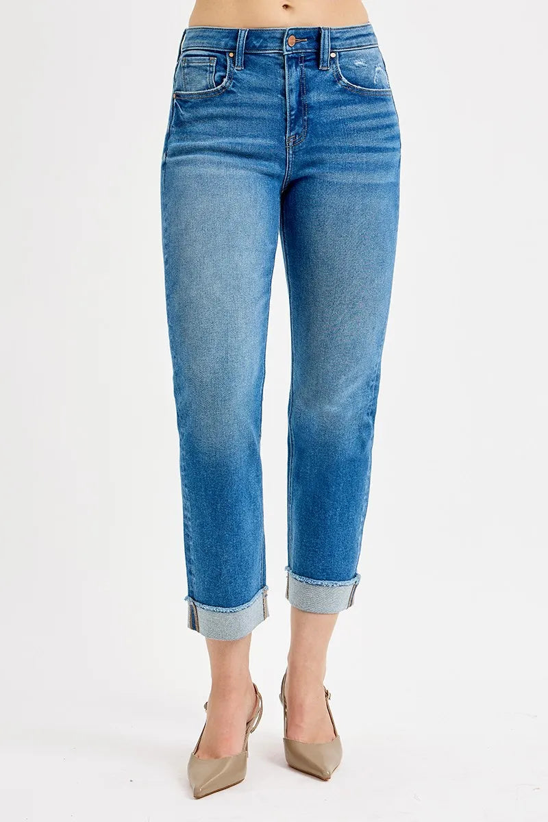 RISEN Full Size High Rise Boyfriend Fit Ankle Jeans Jeans