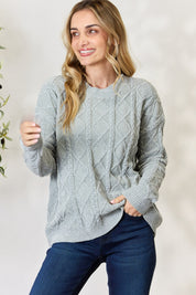 BiBi Cable Knit Round Neck Sweater Dust Sage S