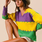 BiBi Stitch Detail Mardi Gras Stripes Sweater - DAVERRI FASHIONS