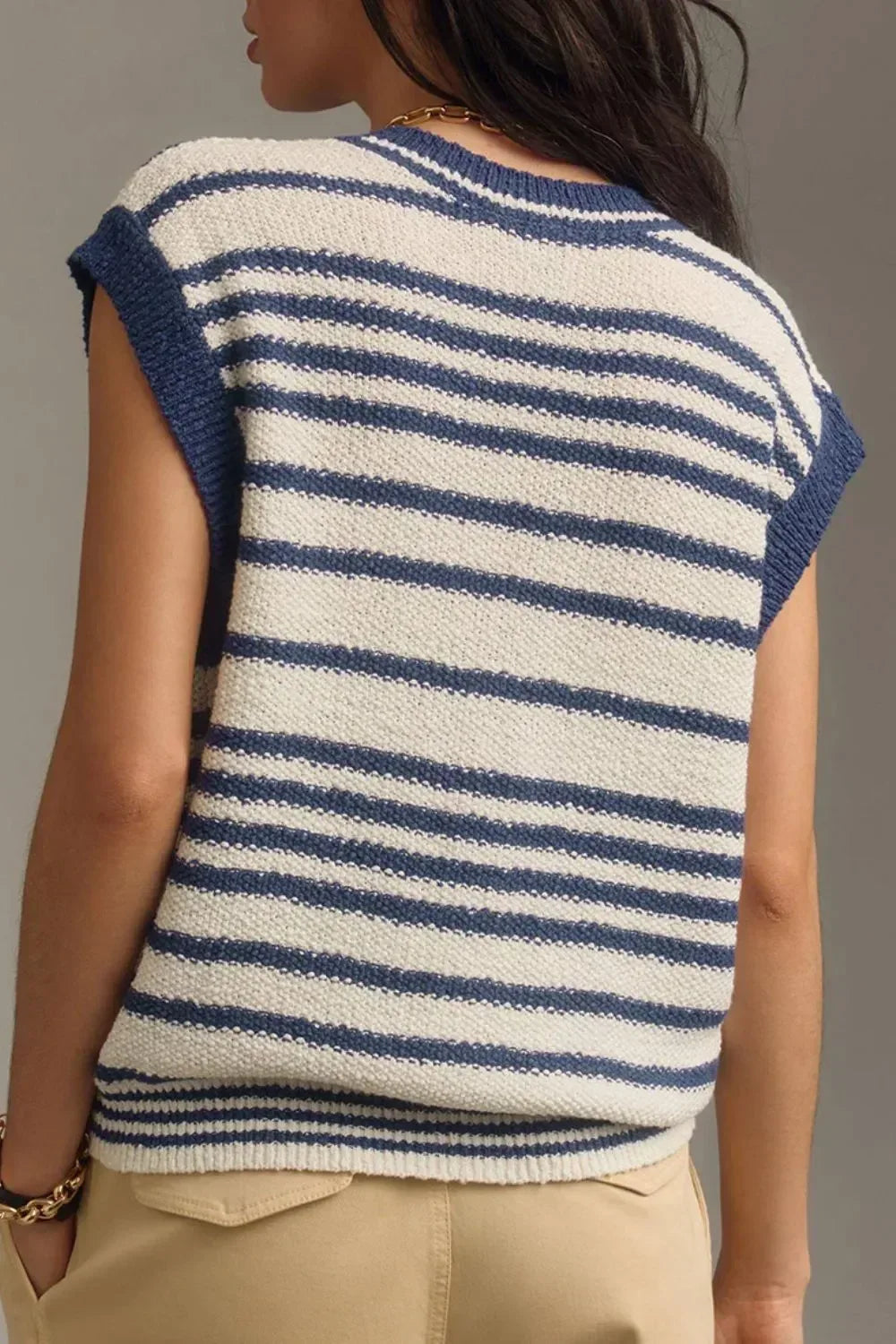 Button Down V Neck Sweater Vest - DAVERRI FASHIONS