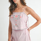 MABLE Embroidered Crop Top and Shorts Set