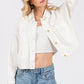 bytos Button Down Cropped Denim Jacket with Patch Pockets