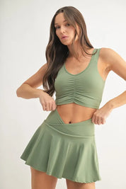 MOSS L MONO B Ruched Front Active Tank | Daverri Fashions