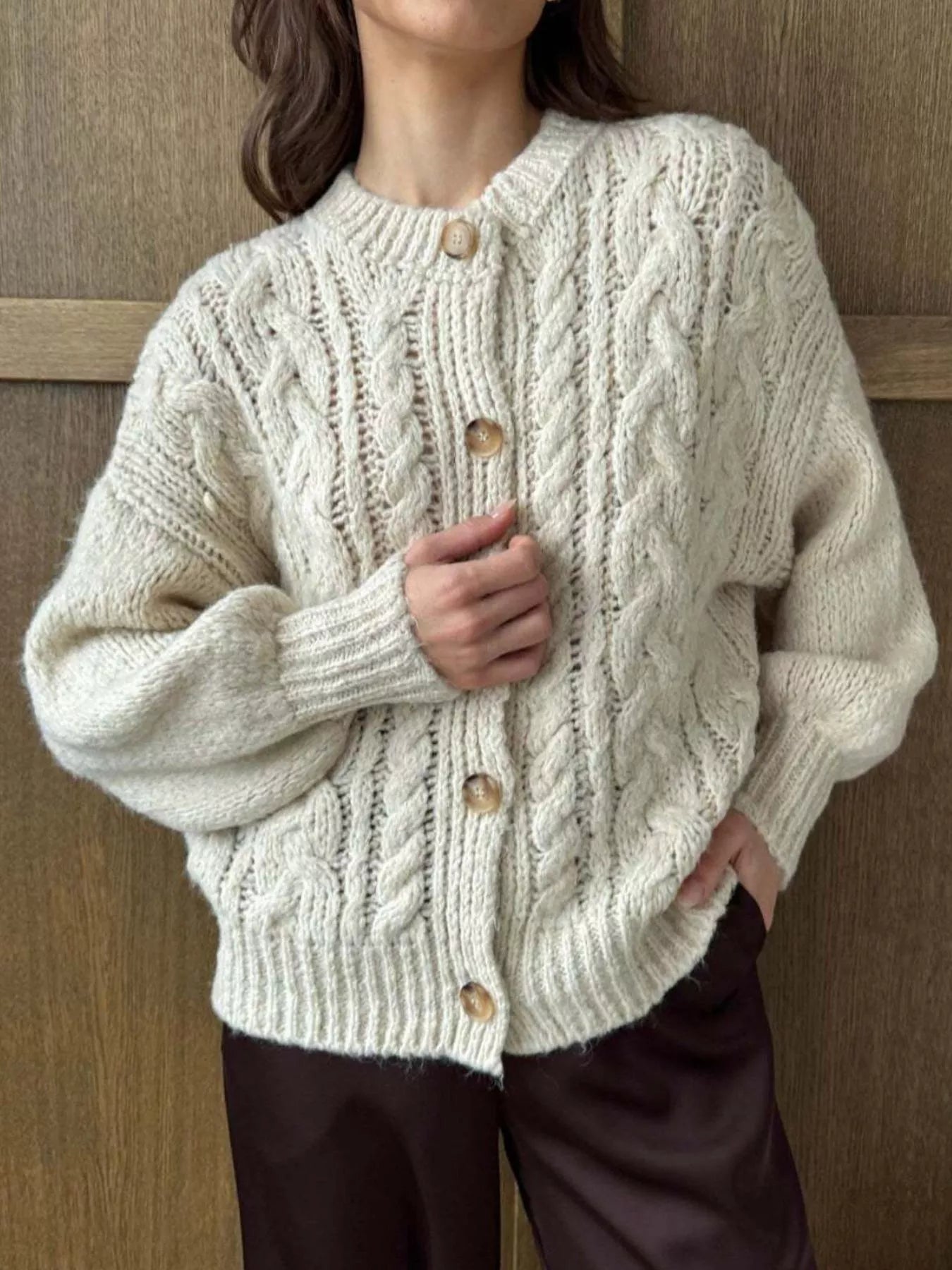 Cable Knit Button-Down Cardigan | Cardigans Daverri Fashions