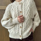 Cable Knit Button-Down Cardigan - DAVERRI FASHIONS