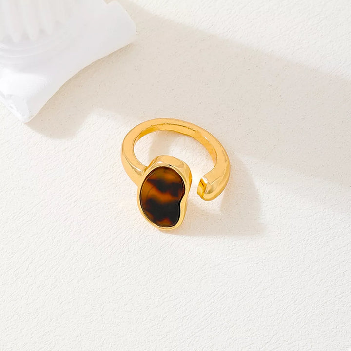 18K Gold-Plated Oval Open Ring | Rings Daverri Fashions