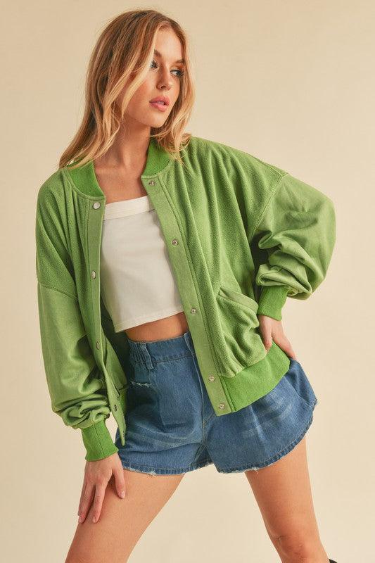 Aemi + Co Snap Down Drop Shoulder Brushed Jacket Jackets