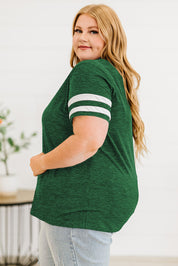 Plus Size Striped V-Neck Tee Shirt | T-Shirts Daverri Fashions