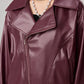 Zip Up Drop Shoulder Faux Leather Jacket - DAVERRI FASHIONS