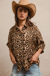 BiBi Leopard Prints Oversized Short Sleeves Top | Tops Daverri Fashions