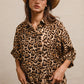BiBi Leopard Prints Oversized Short Sleeves Top Tops