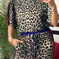 Leopard Round Neck Top and Pants Two-Piece Set - DAVERRI FASHIONS