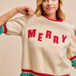 BiBi Christmas Merry Letter Patches Contrast Banded Top - DAVERRI FASHIONS