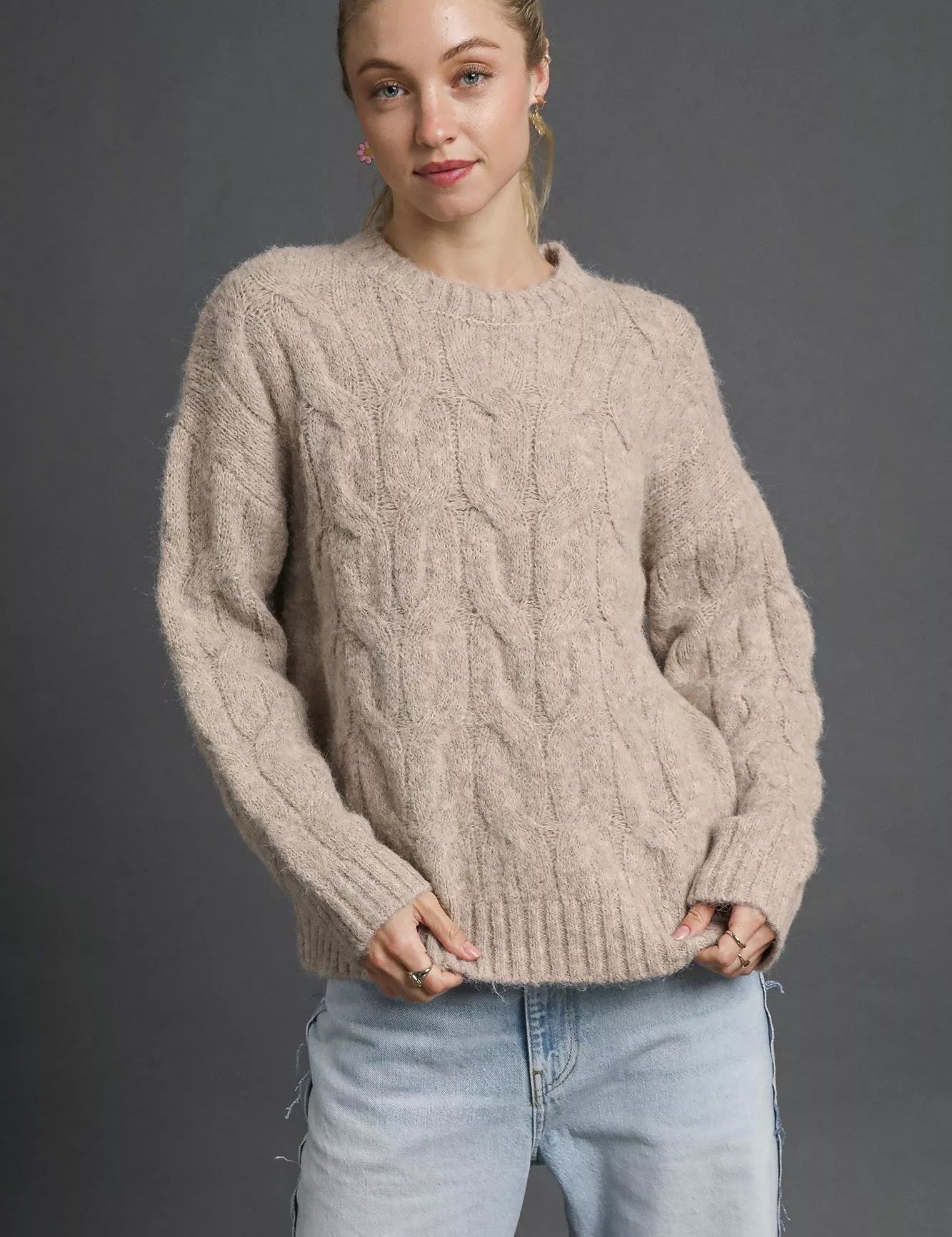 STONE Umgee Cable Knit Cozy Sweater | Sweaters Daverri Fashions