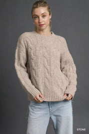 STONE Umgee Cable Knit Cozy Sweater | Sweaters Daverri Fashions