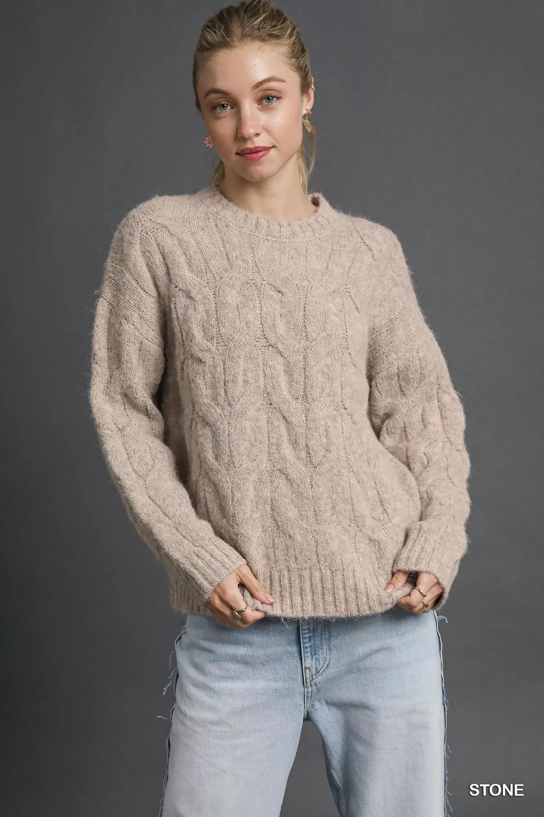 STONE Umgee Cable Knit Cozy Sweater | Sweaters Daverri Fashions