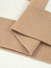 Beige and white checkered loose drop shoulder half sleeve sweater