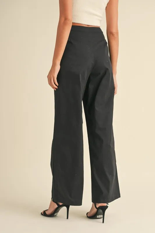 MABLE High Waist Front Pleated Detail Wide Leg Pants Pants